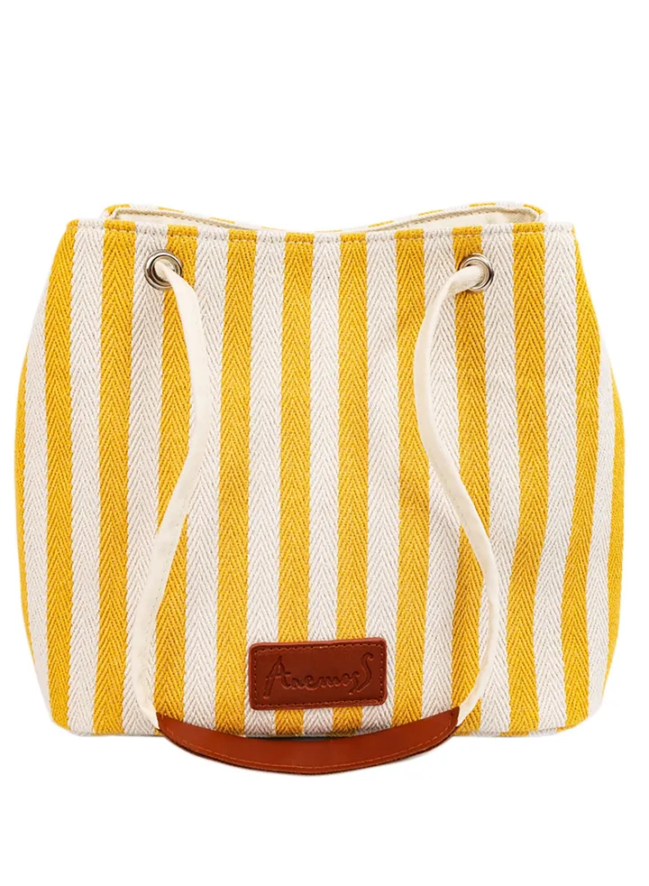 Anemoss Yellow Striped Crossbody Travel Bag for Women