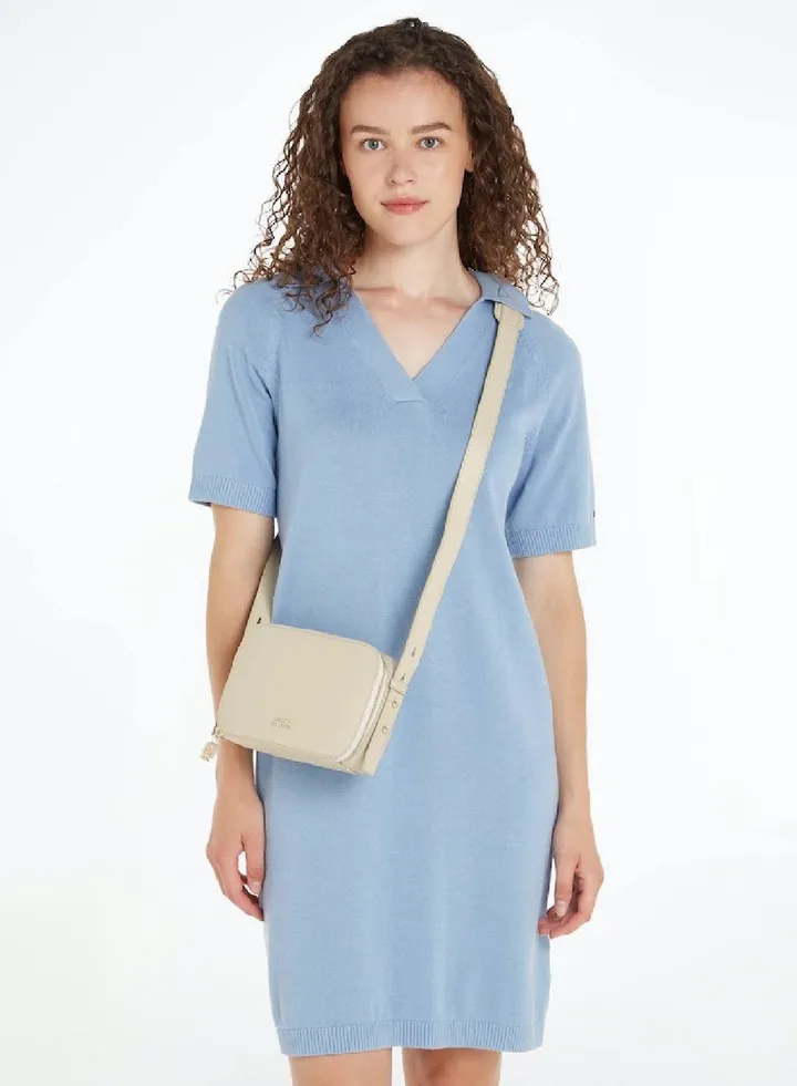 Women's Leather Metal Logo Small Crossover Bag - Leather, Off White