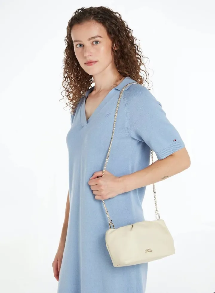 Women's Exclusive Luxe Leather Crossover Bag - Leather, Off White