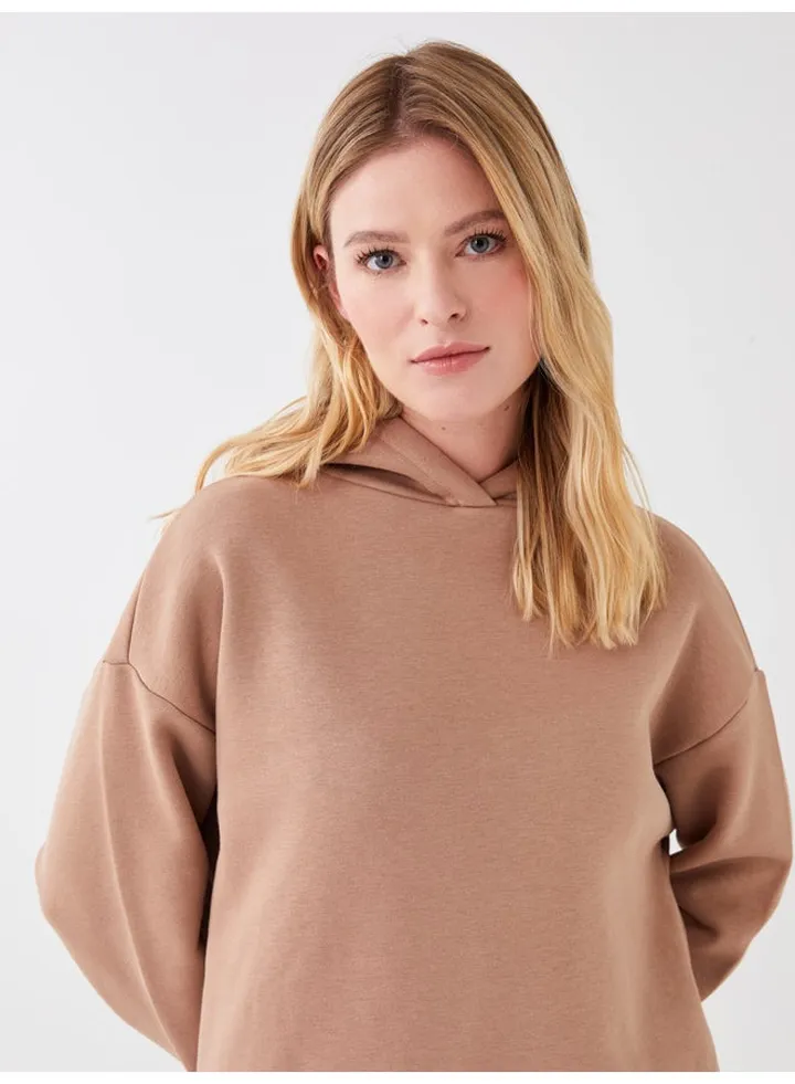 Hooded Plain Long Sleeve Women's Sweatshirt Pajama Top