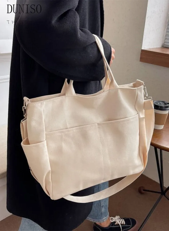 Women's Shoulder Tote Bag Canvas Handbag For Women Large Capacity Crossbody Bag Fashionable Travel Messenger Shoulder Bag For Ladies Girls College Students