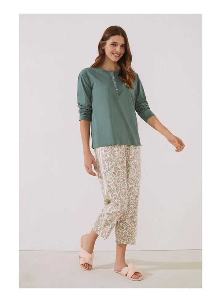 Long cropped printed pajamas