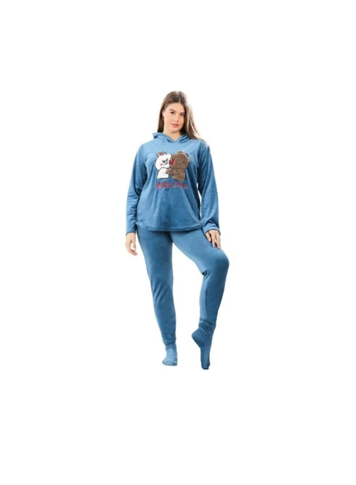 Women's velvet winter pajama set from Hanadi - velvet material, tan color