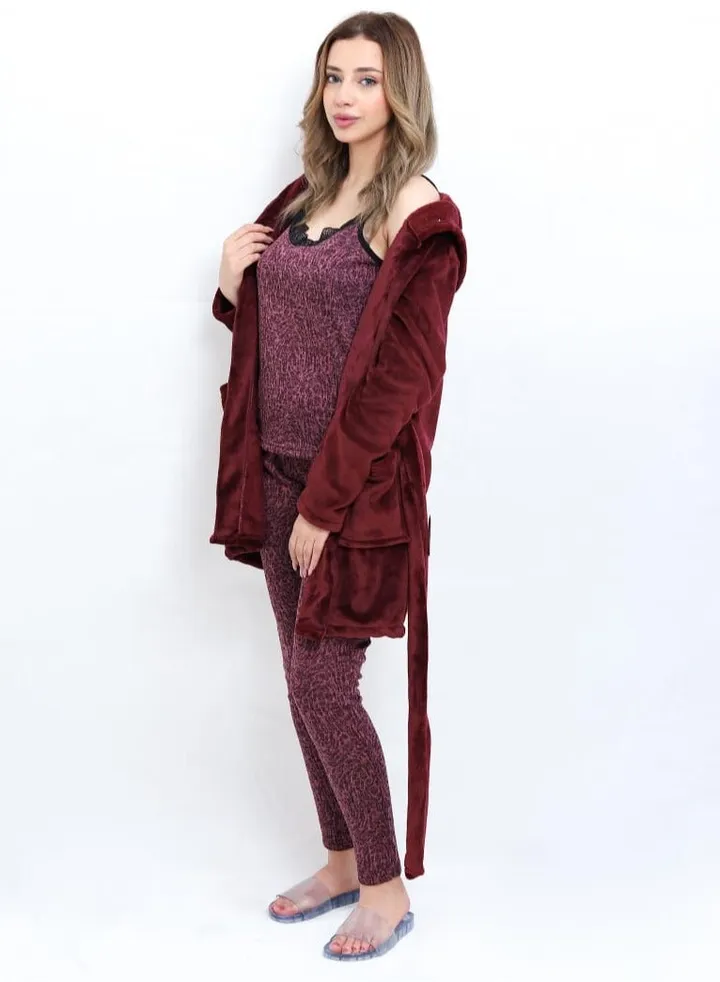 Plush winter pajamas, three pieces