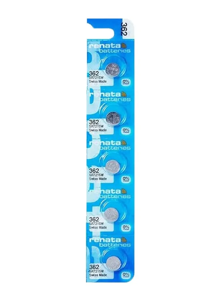 Renata wristwatch battery - Swiss made, 1.55V button cell, Renata Long Life Battery, Strap (5 pcs) 362-2, SR721SW