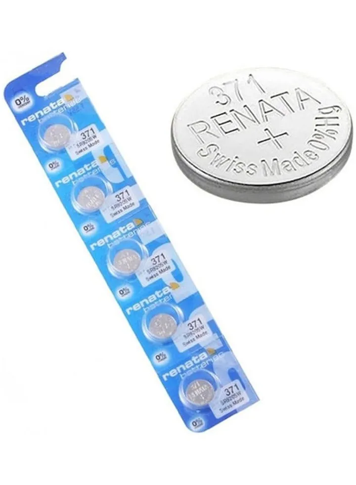 Renata wristwatch battery - Swiss made, 1.55V button cell, Renata Long Life Battery, Strap (5 pcs) 371-2, SR920SW