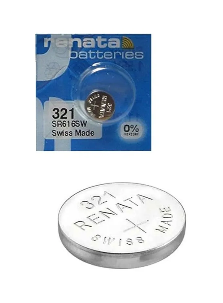 Renata wristwatch battery - Swiss made, 1.55V button cell, Renata Long Life Battery, Strap (1 pcs) 321-1, SR616SW