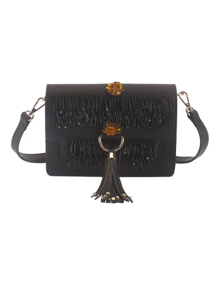 Elegant Stylish Crossbody Bag Black/Gold