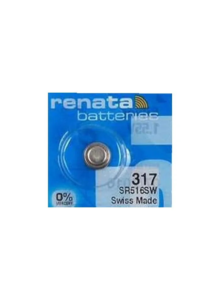 Renata wrist watch battery - Swiss made, 1.55V button cell, Renata long life battery, 317-1 piece, SR516SW