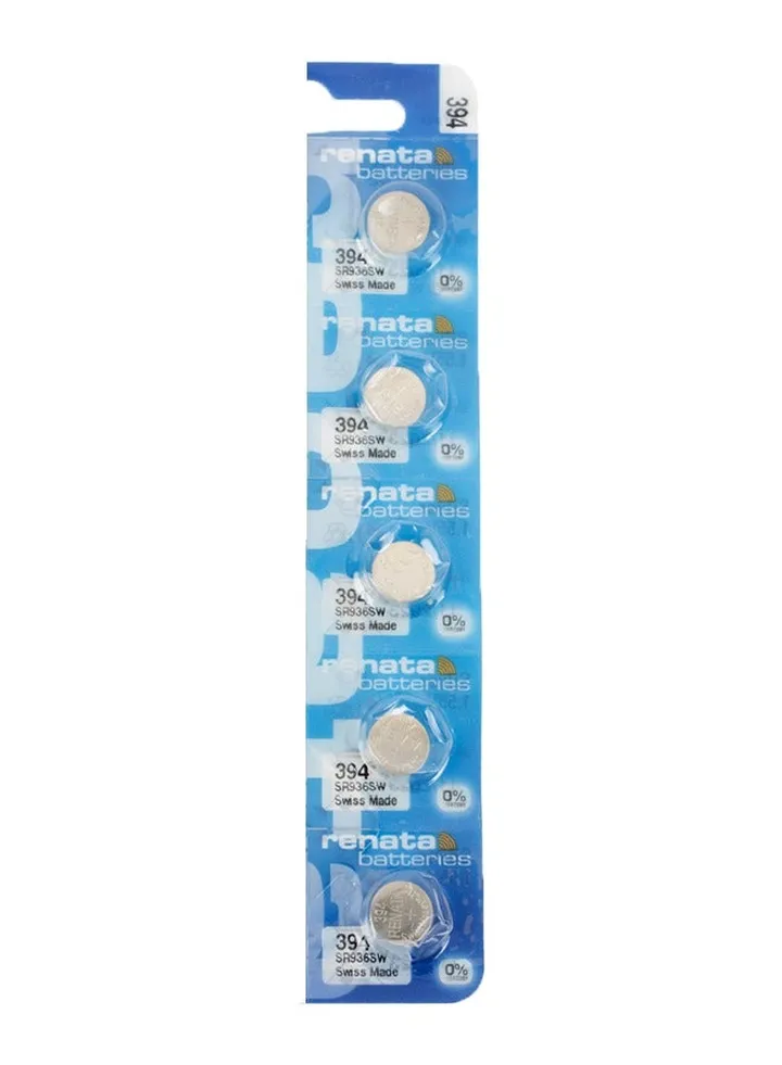 Renata wristwatch battery - Swiss made, 1.55V button cell, Renata Long Life Battery, Strap (5 pcs) 394-2, SR936SW