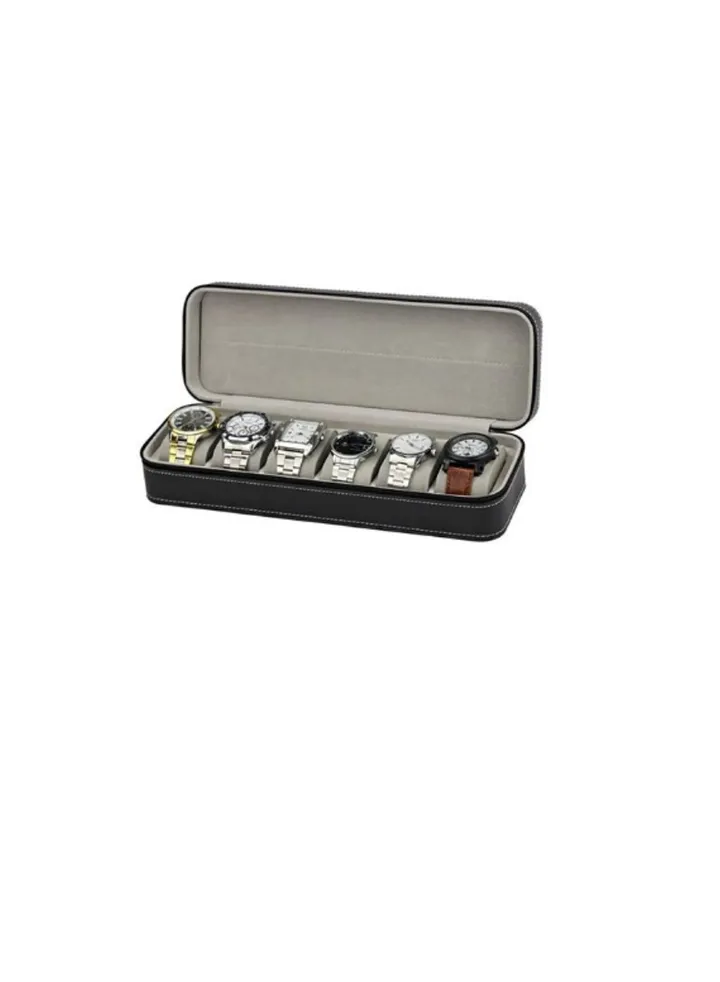 6-Slot PU Leather Watch Box