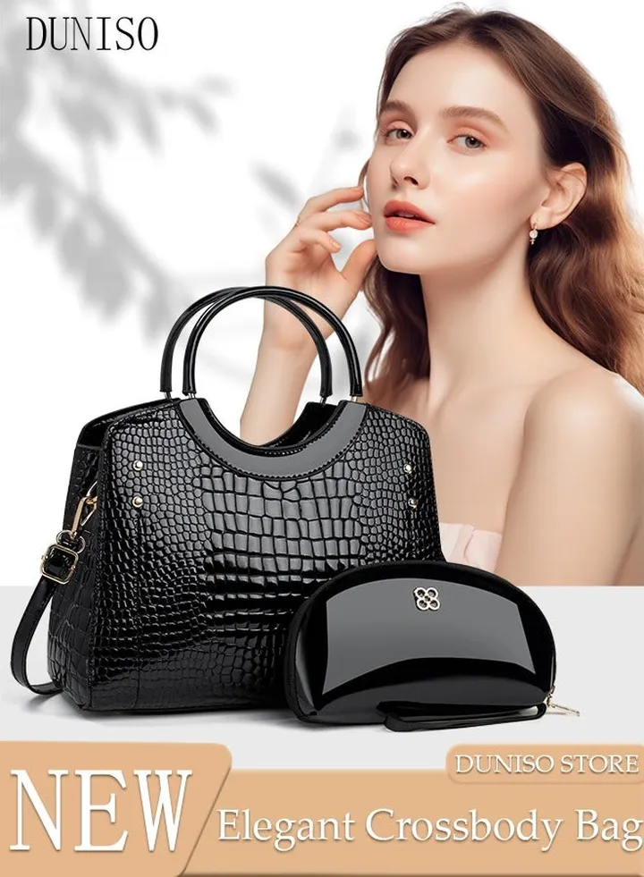 2 Piece Women's Fashion Shoulder Tote Bag Faux Leather Handbag Set For Women Large Capacity Clutch Bag Purse Bag Travel Messenger Crossbody Bag Shoulder Bag For Ladies