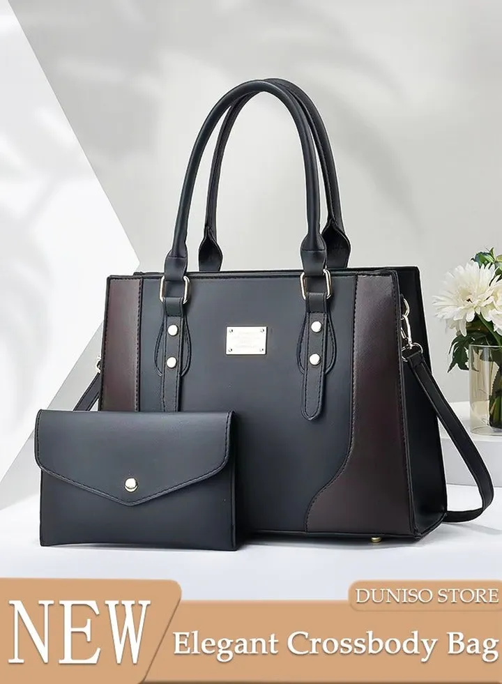 2PCS Handbag and Purse Set for Women Crossbody Leather Tote Top Handle Satchel Shoulder Bags with Adjustable Strap Tassel Pendant for Work