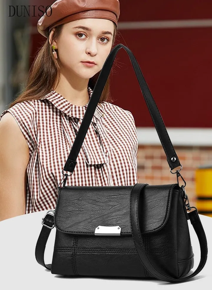 Women Faux Leather Crossbody HandBags Crossbody Purse Shoulder Bag Black