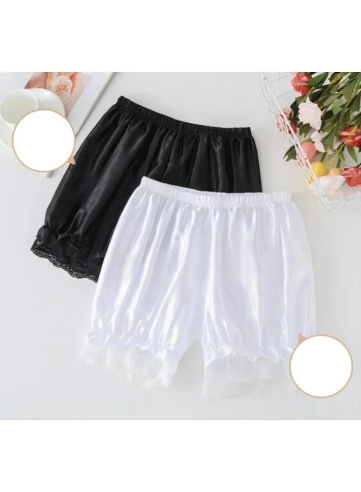 2 Pieces Summer Bloomers Safety Pants Women Safety Lace Shorts Under Skirt Safety Short