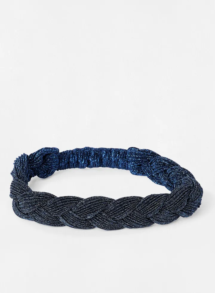 Kids Braided Hairband Navy
