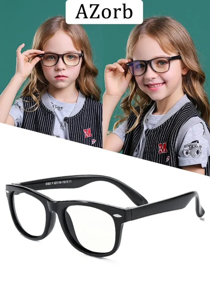 Kids Blue Light Blocking Glasses Anti-Glare Anti-UV Mobile TV Silicone Glasses for Boys Girls 3-12 Years Old Children's Blue Light Blocking Glasses Black