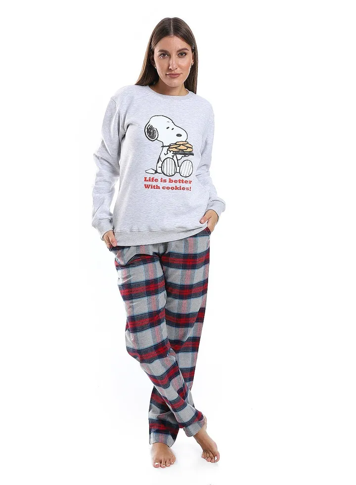 Women's Winter Cotton Pajama Printed With Inner Lining