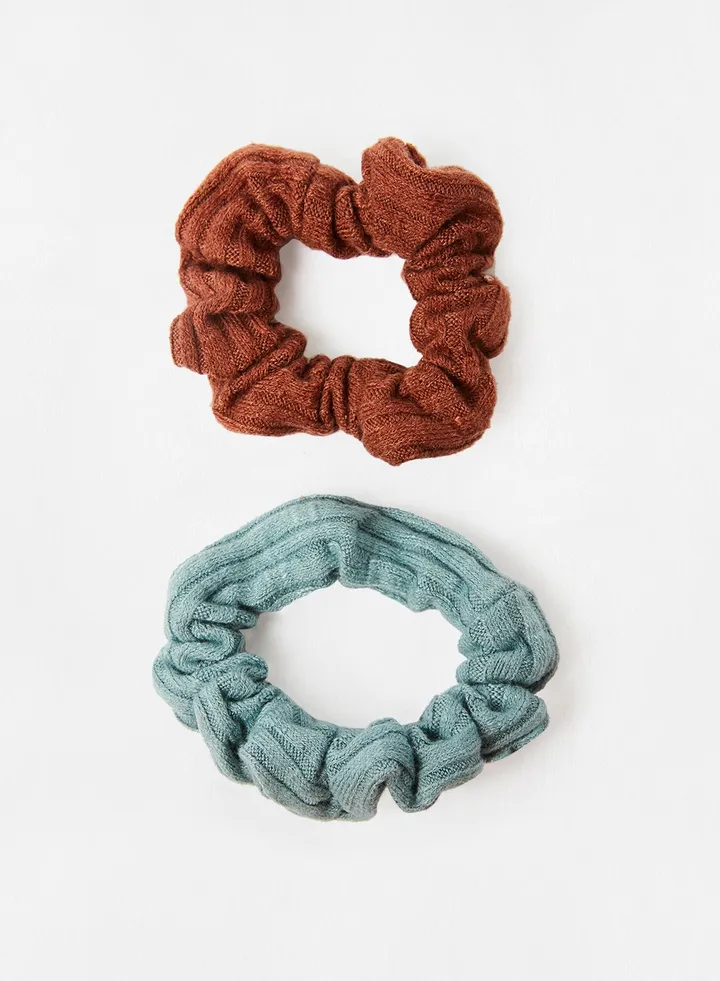 Kids Essential Hair Tie (Pack of 2) Blue/Brown