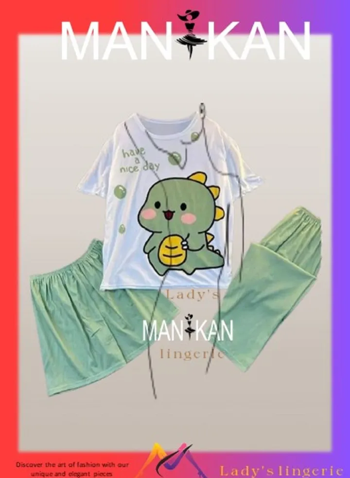 Cartoon printed casual pajama set, maxi pants, hot shorts, sleepwear and comfortable clothes for women from Brand ManIkan