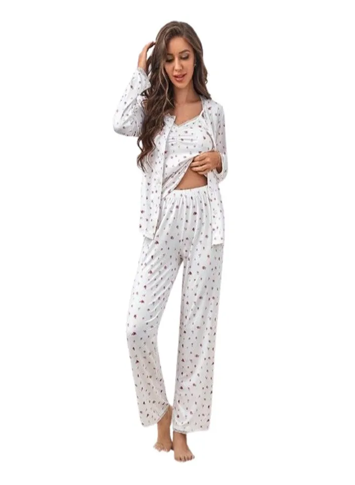 Pajama pants 3 pieces for women - white