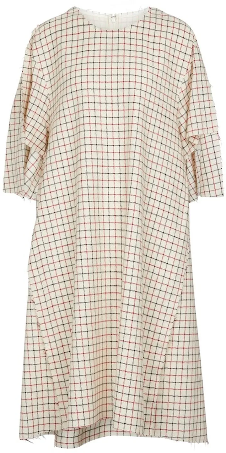 Checked wool midi dress