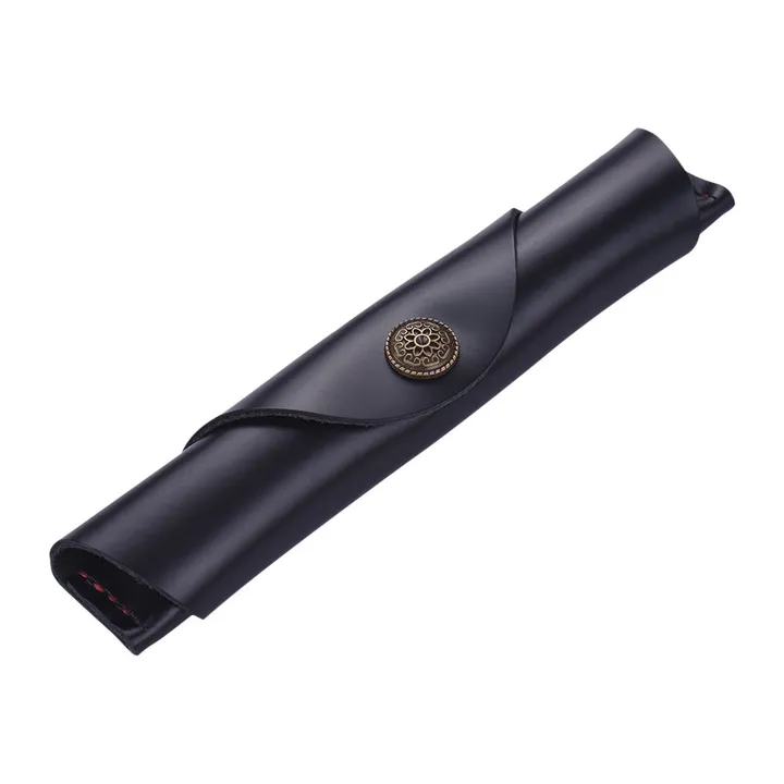 Antique Leather Pen Case Fountain Handmade Sleeve Bag Pouch Protector Black