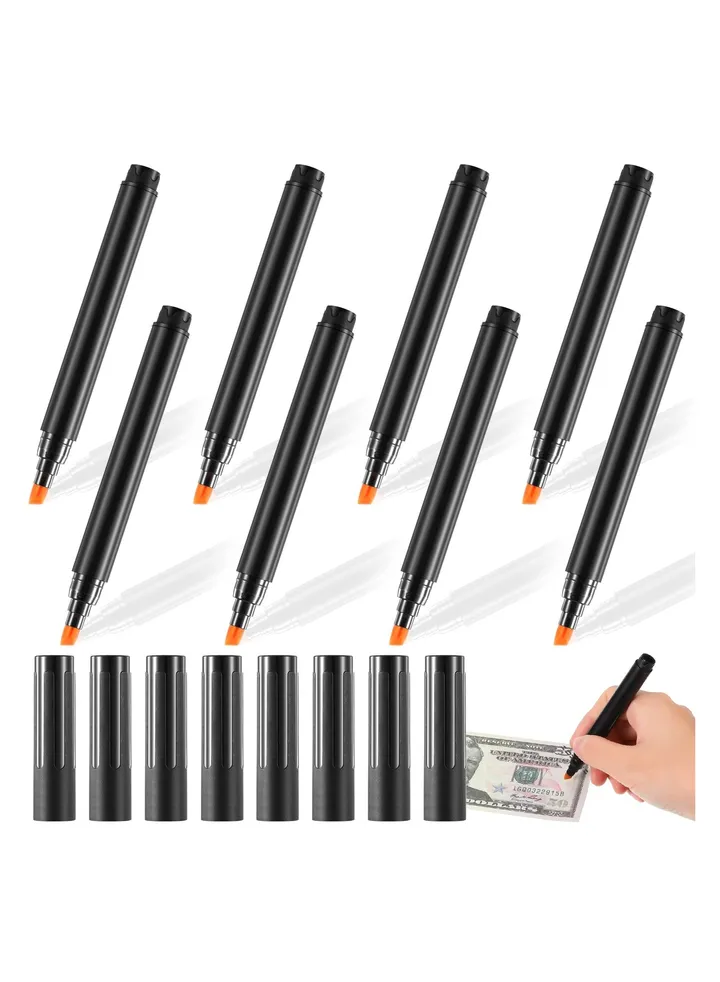 Counterfeit Detector Pen, 8 Pieces Money Pens Checker, Money Pens Checker Detect Fake Marker, Fake Bill Checker, Universal False Currency Pen, Bills Money Loss Prevention Tester Black