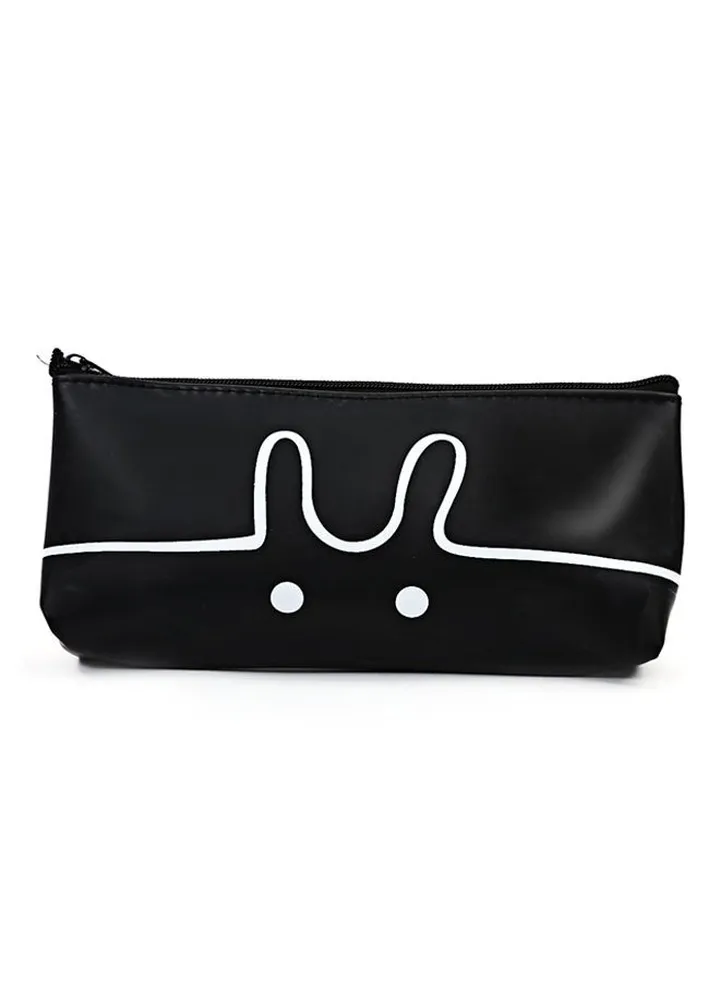 Rabbit Printed Pen Bag Black