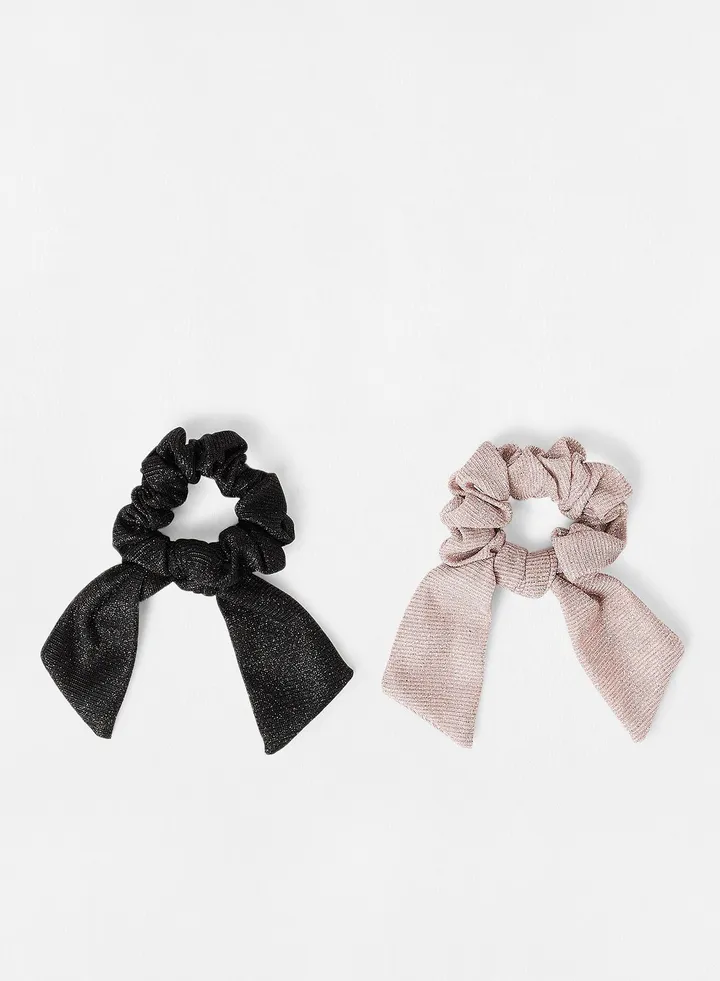 Ville Scrunchies (Pack of 2) Beige/Black
