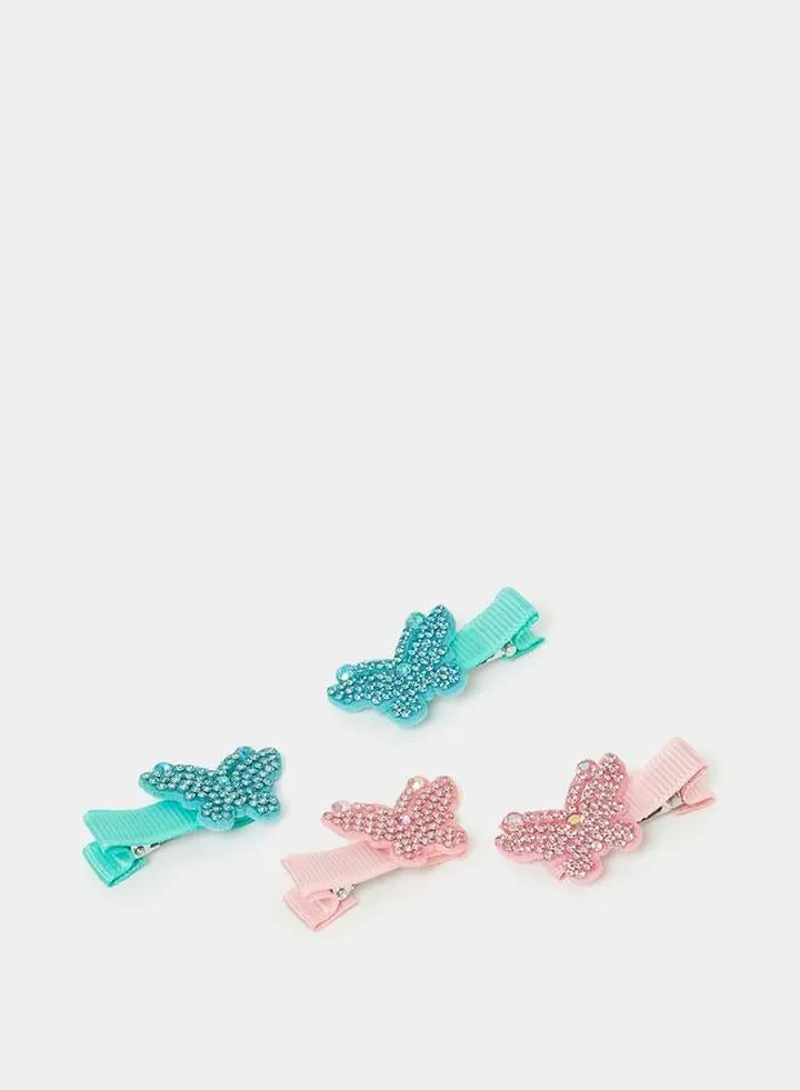 Set of 4 - Butterfly Applique Hair Clip