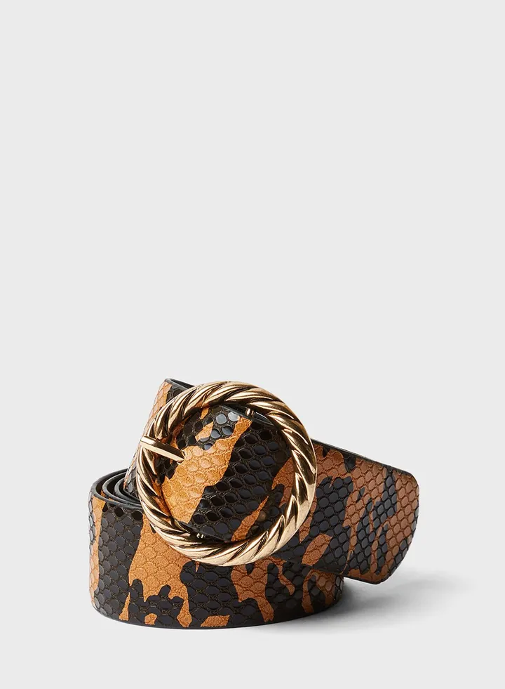Snake Print Tongue Buckle Belt