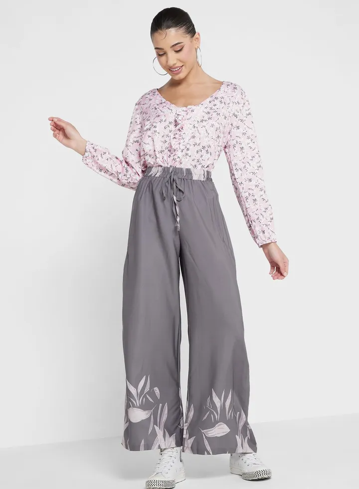 Printed Wide Leg Pant