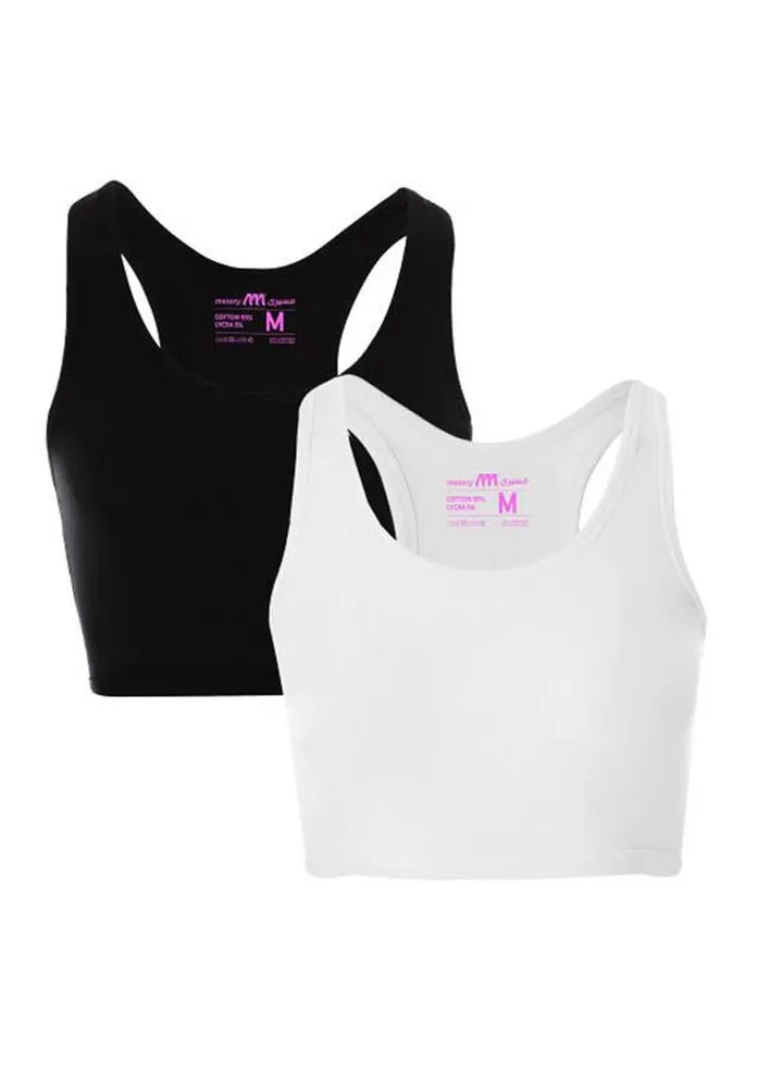 Bundle Of Two Full Coverage Non-wired Cross Back Sportive Bra Multicolour