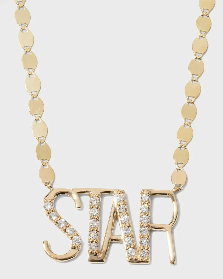 14k Star Diamond Nameplate Necklace
