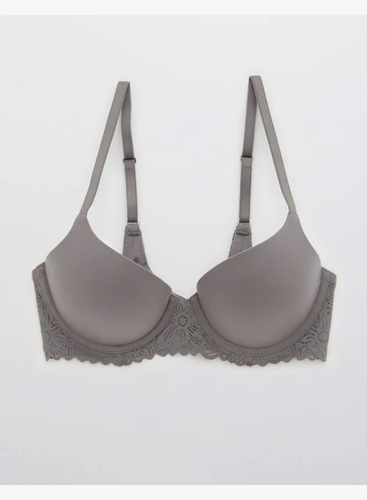 Aerie Real Sunnie Demi Push Up Blossom Lace Trim Bra