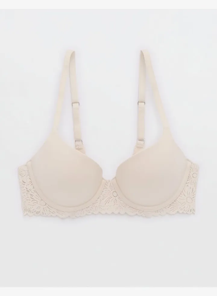 Aerie Real Sunnie Demi Push Up Blossom Lace Trim Bra