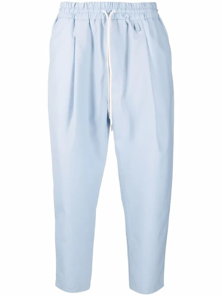 Elasticated-Waist Tapered Trousers