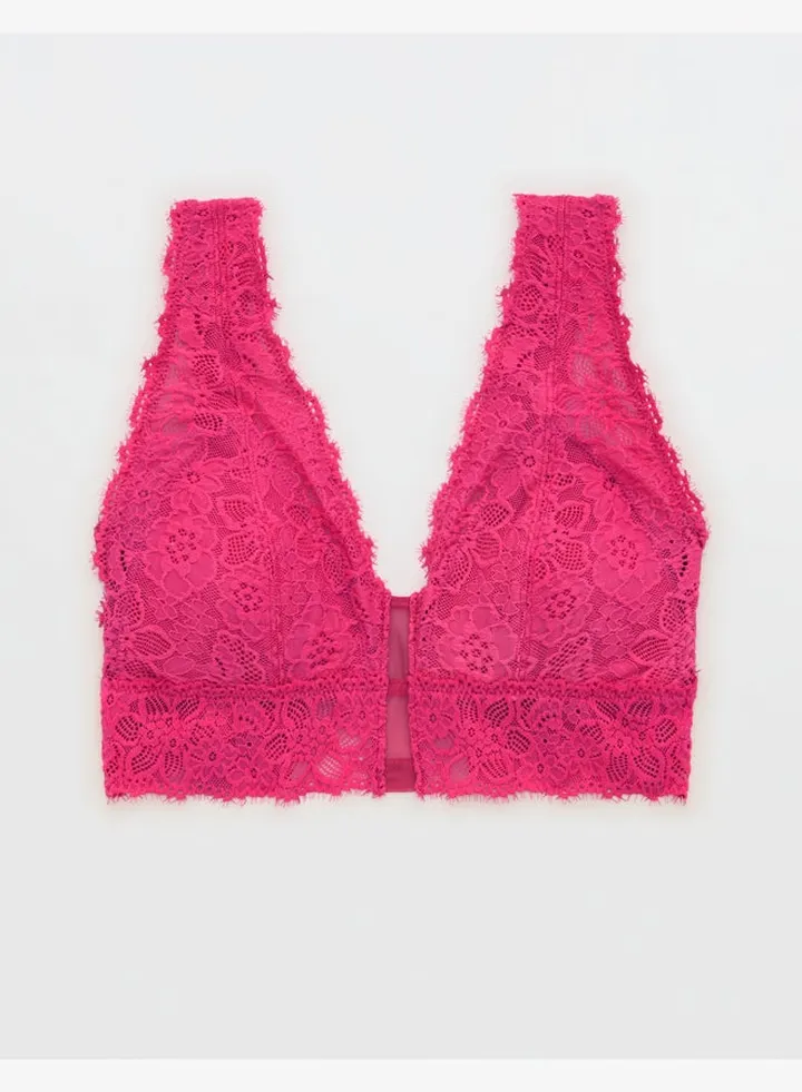 Aerie Eyelash Lace Padded Plunge Bralette