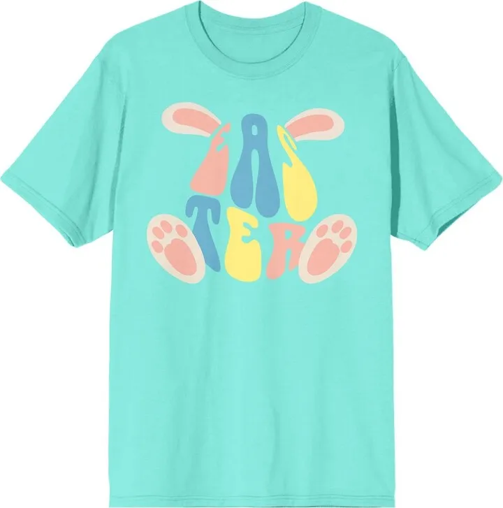 Soft Petal Easter Bunny Ears & Feet Crew Neck Short Sleeve Celadon Women’s T-shirt-3XL