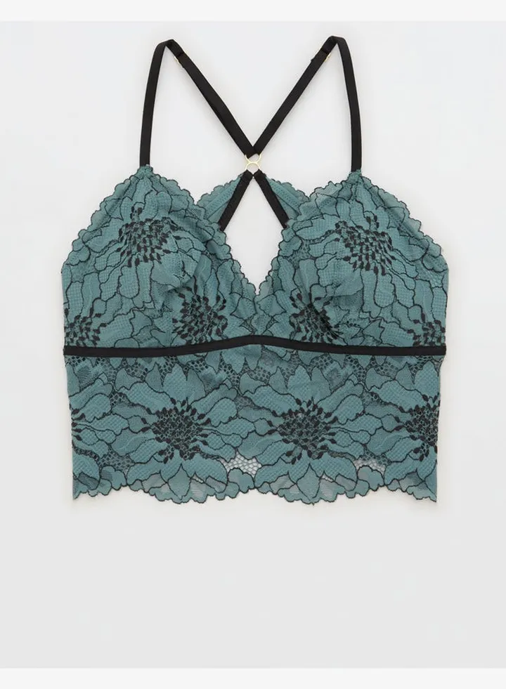 Aerie Midnight Lace Padded Longline Bralette