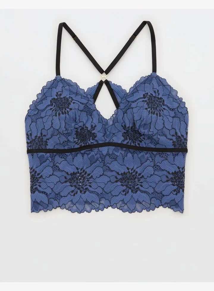 Aerie Midnight Lace Padded Longline Bralette