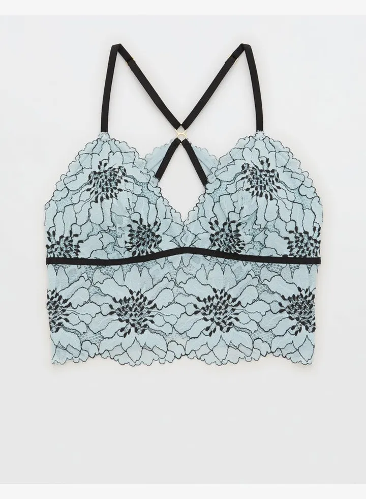 Aerie Midnight Lace Padded Longline Bralette