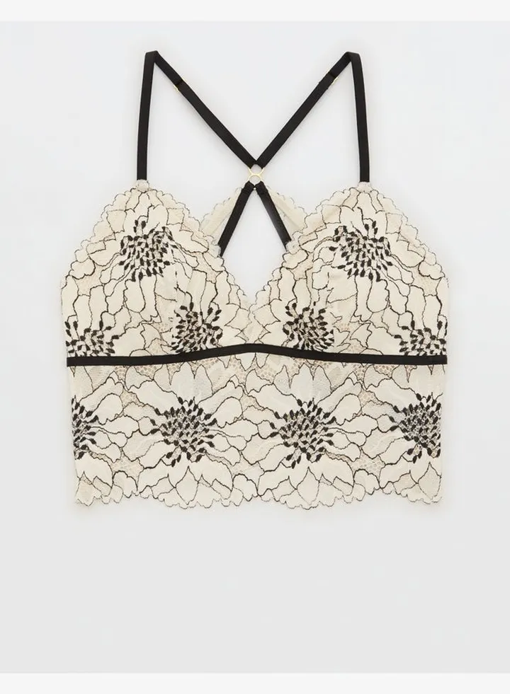 Aerie Midnight Lace Padded Longline Bralette