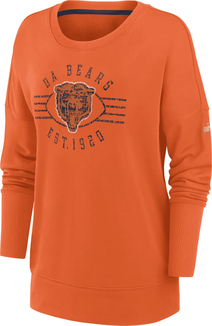 Nike Women's Dri-FIT Rewind Playback Icon (NFL Chicago Bears) Long-Sleeve Top in Orange