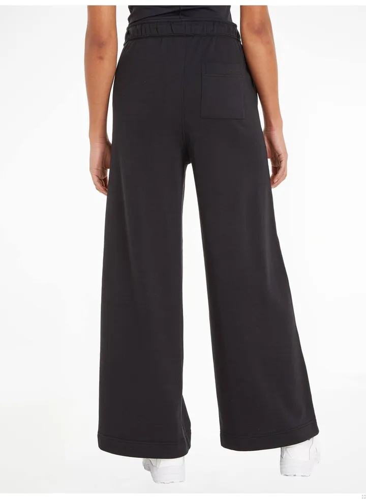 Women's Casual Pants - Relaxed Wide Leg Joggers, Black