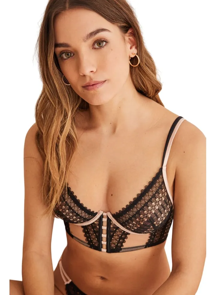 Satin lace bustier bra