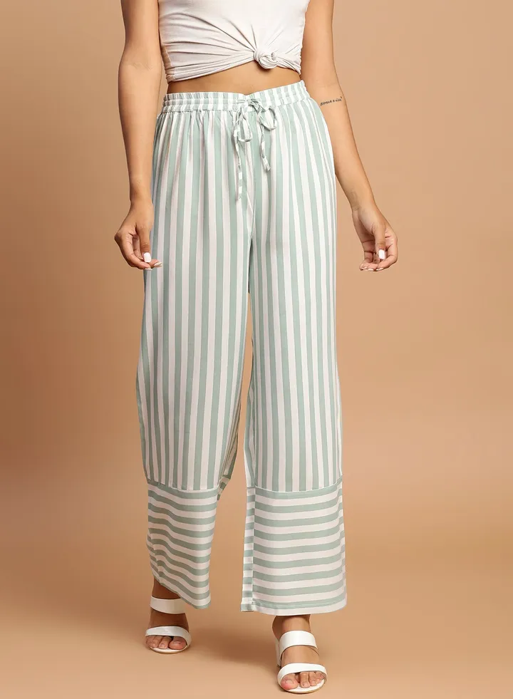 Comfortable Stylish Pants White/Green