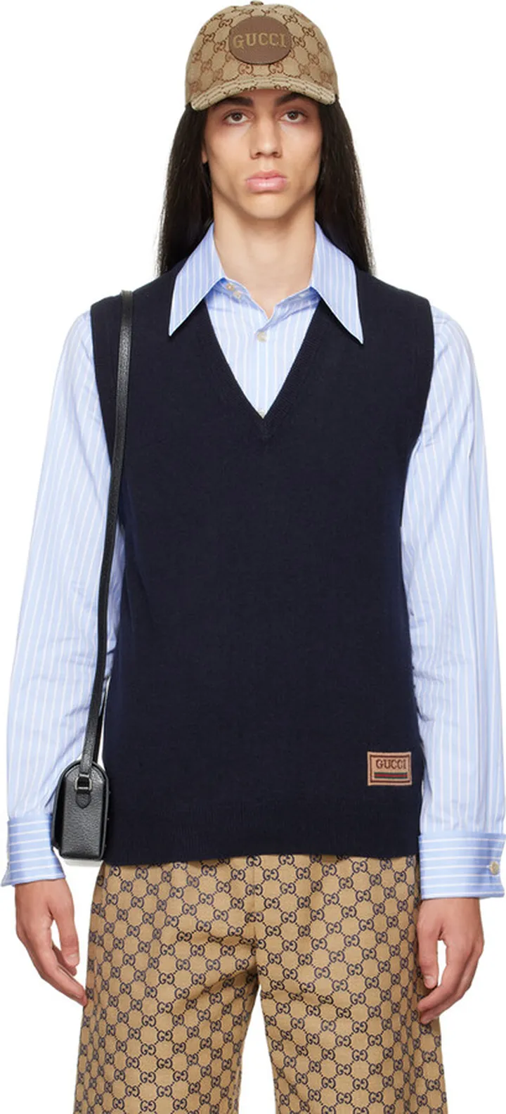 Gucci Navy Jacquard Vest