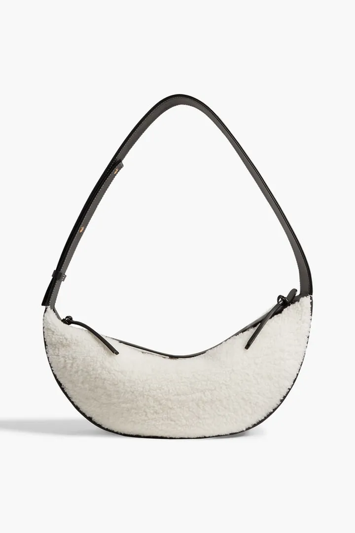 Shearling and leather shoulder bag